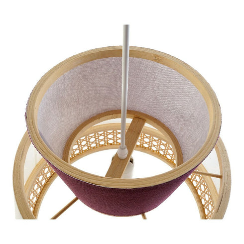 Lámpara de Techo DKD Home Decor Blanco Poliéster Bambú 220 V 50 W Púrpura (46 x 46 x 45 cm)